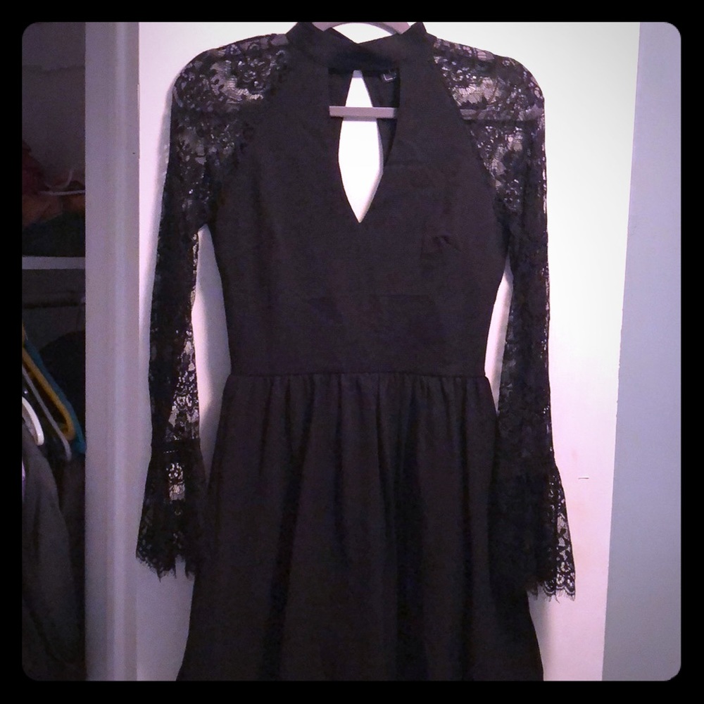 Lace detail little black dress